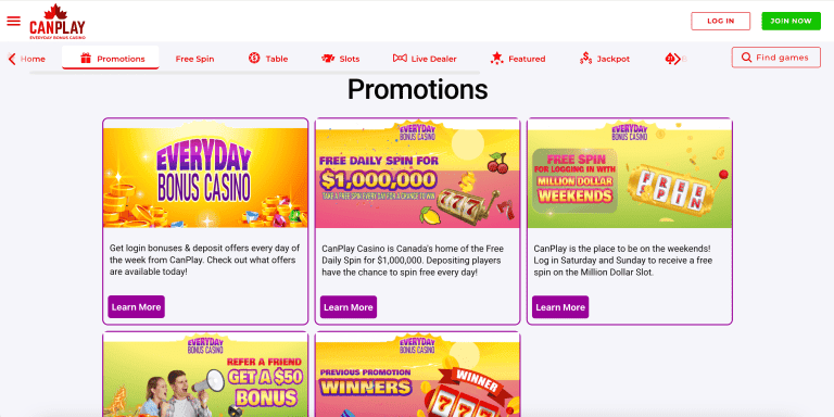 canplay casino bonus codes